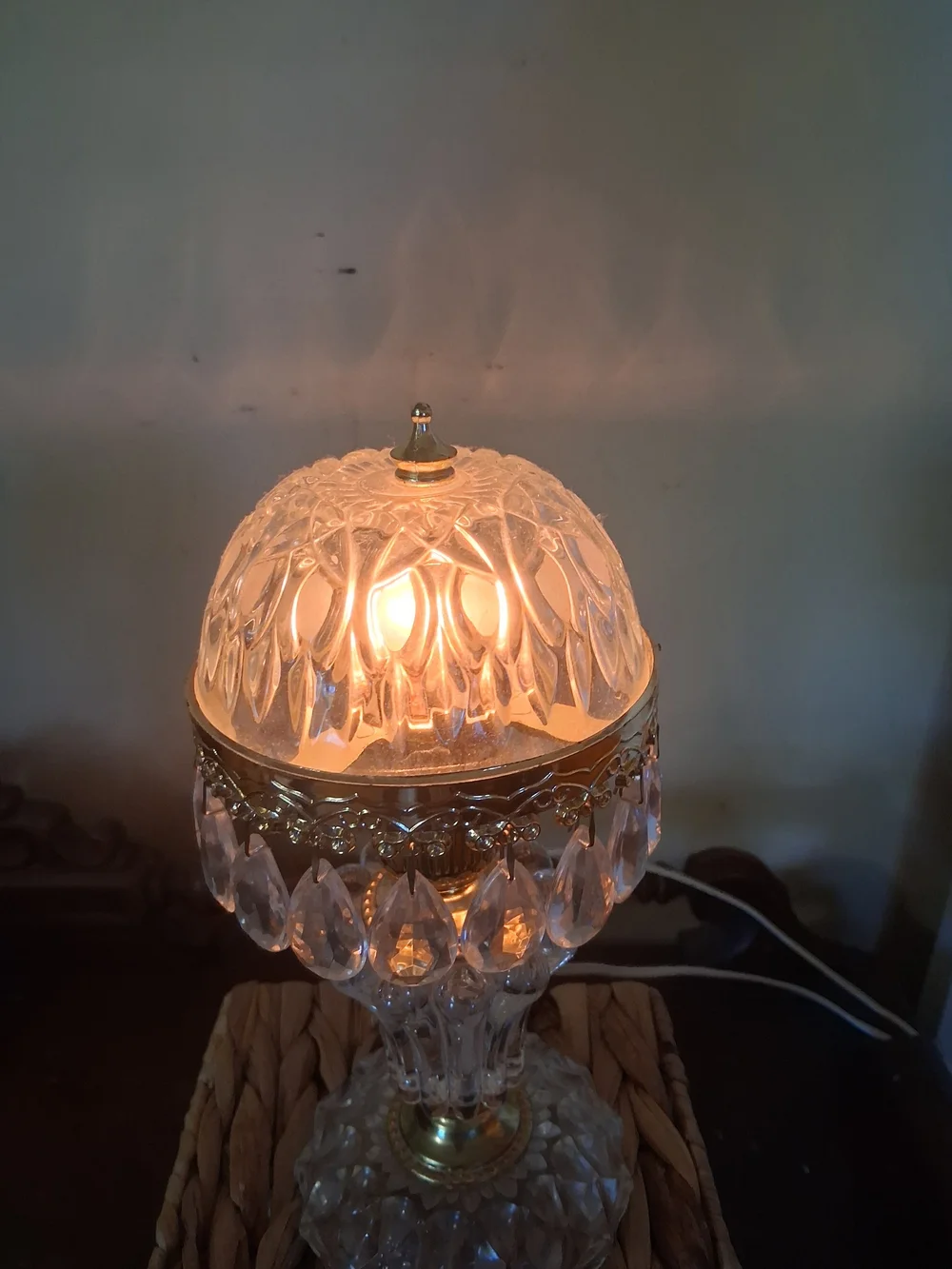 Vintage Michelotti Crystal Boudoir Parlor Lamp